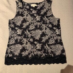 Coldwater Creek Black and White Paisley Tank Top